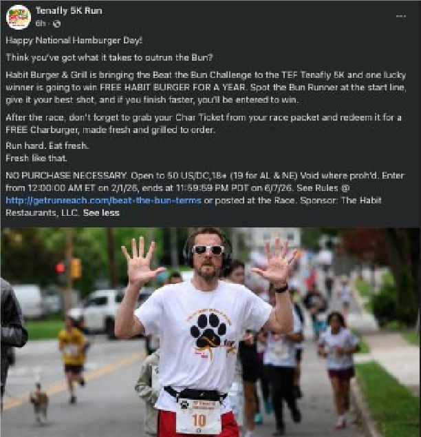 Screenshot of social post promoting Beat the Bun
